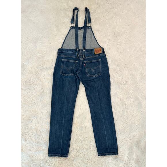 Levi’s Heritage Bib Denim Overalls Straight Leg Jeans Dark Wash Blue - Picture 6 of 13